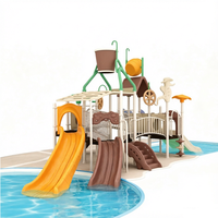 Equipo de Juegos Acuáticos de Fibra de Vidrio para Parques de Diversiones, Casa de Agua Personalizada para Niños con Múltiples Toboganes y Funciones de Rociado