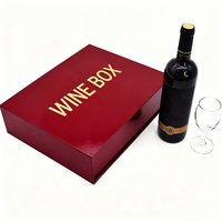 Boîtes à vin en carton rigide à rabat magnétique, rouge champagne, pour 2 bouteilles, 3 pièces, emballage de vin, boîte cadeau de marque