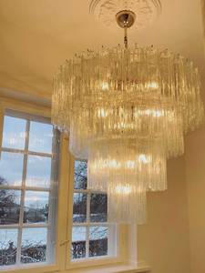 85cm đường kính trung hiện đại <span class=keywords><strong>LED</strong></span> trần đèn ấm trắng ánh sáng sắt <span class=keywords><strong>Murano</strong></span> Đèn chùm rõ ràng Kính 3-năm bảo hành cho trang trí nội thất - Product Image 2