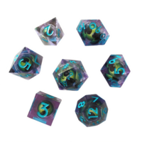 Feeron D&D Liquid Ring Modern, ensemble de dés polyédriques en résine durable de 7 pièces, comprenant un gobelet à dés et une boîte, cadeau pour adultes