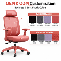 Chaise de bureau ergonomique moderne en maille rouge avec support lombaire, siège en mousse résiliente, base en acier, inclinable et pivotante pour le bureau à domicile