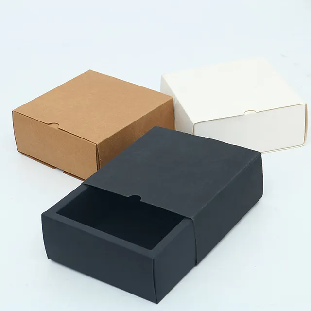 Perakende ucuz çorap seti ambalaj siyah mat lamine kağıt çekmece kutusu