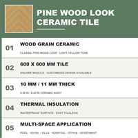 Carrelage en céramique imitation bois 600x600mm, grain de pin, imperméable, isolation thermique pour hôtel, villa, appartement, bureau, immeuble