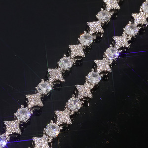 6Mm 925 Sterling Bạc Trang Sức Kim Cương Tennis Bling Moissanite Thiết Kế Mới Hình Dạng Ngôi Sao Tốt Chuỗi Vàng Trắng Vòng Cổ Cho Phụ Nữ - Product Image 2