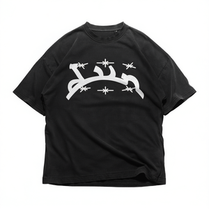 Camiseta Gráfica Abstract Arc Glyph Negra Oversize Streetwear Unisex Y2K Diseño Minimalista - Product Image 2