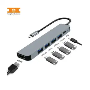 6 port usb charging hub c type hub Adapter Hub with HDTV 4K 3 USB Ports 100W PD3.0 Laptop Mobile Phones Multi Ports USB Docking