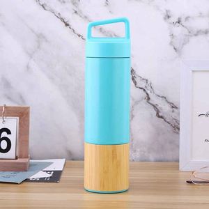 Bamboo Shell Vacuum Flask With Double-Layer Stainless Steel and Eco-Friendly <b>Cup</b> Handle Lid - Product Image 4