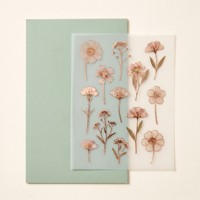 Feuilles d'autocollants en vellum or rose esthétiques personnalisées, thème fleurs séchées et calligraphie, OEM pour les marques de journalisation