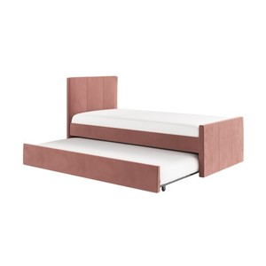 Letto singolo moderno imbottito rosa con 2 materassi, letto estraibile reclinabile <span class=keywords><strong>salvaspazio</strong></span>, elegante arredamento per camera da letto - Product Image 5