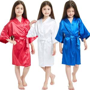 Albornoz de satén para bebé de alta calidad personalizado, vestido de noche de seda blanca para niños, pijamas 2022, venta al por mayor, bata de satén para niños - Product Image 6