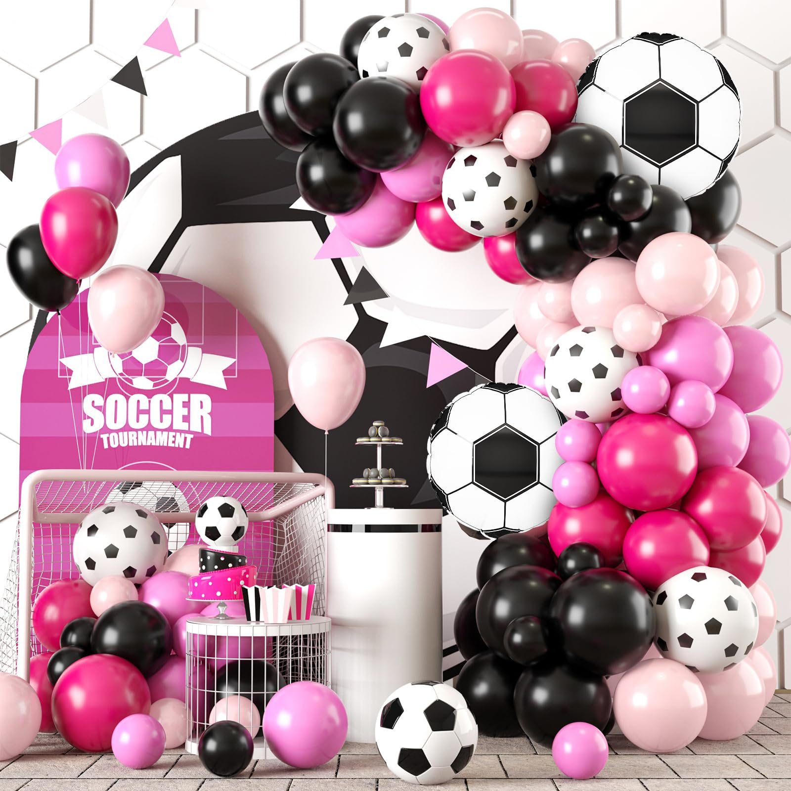 ballon de football rose et noir
