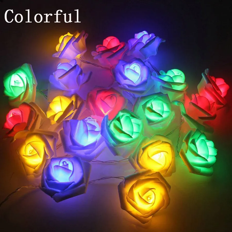 Rose Lamps Decorative Garland Artificial Flower LED Strings Bright Warm Flower Fairy Light Rose Flower Led String Lights