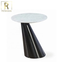 Meuble de salon moderne en acier inoxydable, métal, laiton, dessus rond en marbre, table d'appoint pour ordinateur portable, petites tables basses en marbre blanc