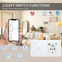Prise murale UBARO Zigbee norme européenne avec port USB-C intégré, interrupteur intelligent 1 voie, verre trempé, compatible Alexa et Google Assistant
