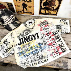 T-Shirt Streetwear Personalizzata con Stampa DTG, 100% Cotone, Manica Corta con Grafica Graffiti, Oversize e Crop Top per Uomo - Product Image 1