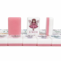 Ensemble de Mahjong en Acrylique Personnalisé de Luxe Rose et Blanc, Tuiles de Mahjong à Double Couche Haute Transparence, Mahjong Artistique Portable de Voyage