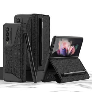 Nouveau portefeuille créatif en cuir PU avec fente pour stylo amovible coque arrière de téléphone à la mode de luxe pour Samsung <span class=keywords><strong>galaxy</strong></span> Z Fold 4 <span class=keywords><strong>5</strong></span> 6