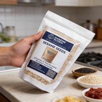 Graines de sésame blanches naturelles mélangées - Doublement nettoyées, teneur élevée en huile 45-50%, pour tahini et confiserie, stockage à sec, durée de conservation 1-2 ans