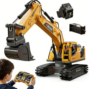 WGNRC E1 1/18 Schaal Graafmachine Bouwtruck Model, 12 Kanaals RC Alloy Graafmachine Speelgoed, 3-in-1 Metalen Alloy RC Truck Met Spuitfunctie - Product Image 1