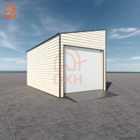 Garage préfabriqué en conteneur avec structure en acier, design moderne personnalisé, étanche et résistant à la neige, porte en panneaux sandwich
