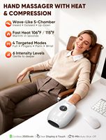 Appareil de massage des mains Healthpal Mini, rechargeable, à vibrations électriques, avec airbag pour les doigts, Shitasu, avec contrôle de la chaleur et de la compression, contrôle du temps