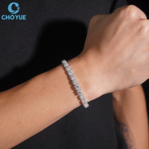 Pulsera de Plata de Ley S925 con Halo Cuadrado de Moissanita VVS, Joyería Hip Hop de Moda, Bañada en Rodio, Pulsera de Moissanita Cúbica - Product Image 5
