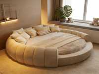 Bettgestell Amerikanischer Stoff Matratzen Möbel Superleder Modern Luxuriös Massivholz Stauraum Rund Einzel Doppel Kingsize-Bett