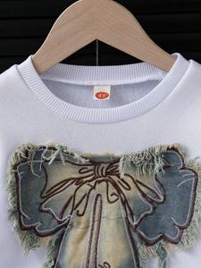 2026 новая детская одежда белая Повседневная дышащая куртка с длинным рукавом с принтом жемчужная джинсовая юбка - Product Image 3