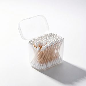 Estuche para hisopos de algodón con tapa, almacenamiento práctico para el cuidado diario de la piel, para todo tipo de piel - Product Image 1