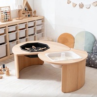 Table sensorielle octogonale en contreplaqué de bouleau Leowood Montessori Tuff Tray pour enfants, jeux de sable et d'eau, éducation précoce