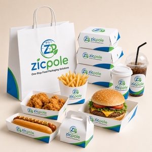 Juego de Envases de Comida Rápida Personalizados de Grado Alimenticio para Hamburguesas, Papas Fritas, Hot Dogs, Bebidas y Comida para Llevar de Restaurantes - Product Image 1