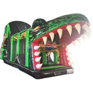 Commercial grade kids commercial jumping bouncy castle <b>inflatable</b> T rex obstacle course for outdoor party - Product Image 2
