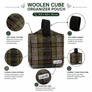 Wholesale Woolen Plaid Cube Storage Bag with Carry Handle Custom Logo Portable Organizer Pouch for Travel and Daily Use - Product Image 5