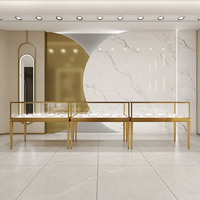 Nouvelle marque de serrure de magasin conception de comptoir acier or plancher verre vitrine bijoux vitrine avec éclairage