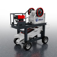 NOUVEAU Concasseur à mâchoires 1-20 Tph Petit mobile pour pierres de granit, machine de concassage de minerai d'or, concasseur à mâchoires de calcaire diesel primaire
