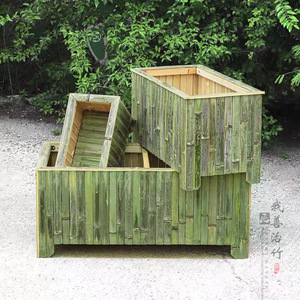 Bamboo Flower Boxes Square Outdoor Garden Planters Wall Mounted Desktop Floor Standing Hanging Basin Eco Friendly Flower Pots - Product Image 1