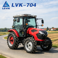 Tracteur agricole diesel TE Euro 5 70 CV avec cabine, mini-tracteur à roues, pneus larges, charrue à disques pour jardin, pelouse et ferme