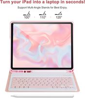 Sarung Keyboard dengan Keyboard, untuk iPad Air 13 inci 2024 M3 dengan Keyboard 2022 tanpa kabel dapat dilepas dengan tempat pensil dan Kickstand