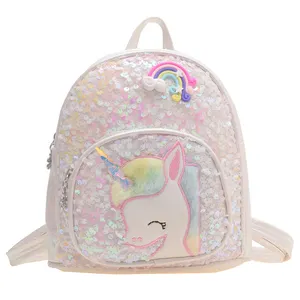 Custom Logo Large Size Backpack Sequin Plush Colorful Children Schoolbag Cute Unicorn School Bags For Kid