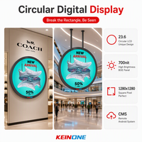 Écran LCD circulaire KEINONE de 23,6 pouces, haute luminosité 1500 cd/m², panneau LCD rond, affichage numérique pour centre commercial, café
