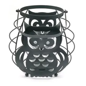 New Design Owl shape matte black Wrought iron candlestick For Home Decor