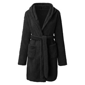 Women Bath Robe Winter <strong>Fluffy</strong> Plush <strong>Pyjamas</strong> <strong>Ladies</strong> Sexy Hooded Dressing Solid Color Gown Warm Bathrobe Female Home Clothing - Product Image 5