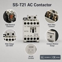 Contacteur magnétique AC basse tension SPX S-T21 2NO + 2NC Bobine 24V-380V Triphasé 50/60Hz Rail DIN 110V-220V Interrupteur d'alimentation