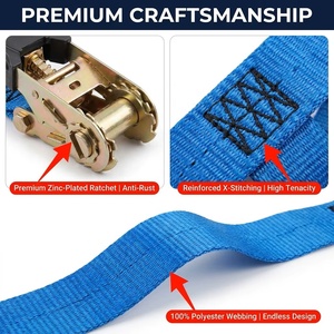 Correa de Amarre de Trinquete de Alta Resistencia de 1 Pulgada (25mm) y 3m, 680 kg, Poliéster Azul Sin Fin para Camiones, Remolques y Motocicletas (Sin Ganchos) - Product Image 5