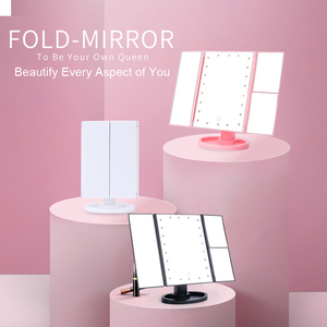 Portable LED Cosmetic <b>Mirror</b> Foldable Vanity Makeup <b>Mirror</b> Touch Dimmable USB Rechargeable - Product Image 2
