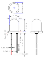 Diode électroluminescente LED ronde Jstronic 520-525nm verte à lentille diffuse 2.8-3.2V 5mm