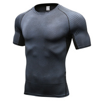 Vente en gros de vêtements de compression d'été à manches courtes pour hommes pour entraînement par couche de base vêtements de sport pour la course à pied