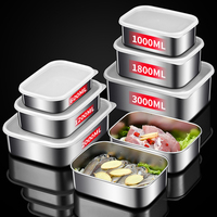 Boîte de rangement carrée pour réfrigérateur, boîte de congélation pour raviolis, boîtes de conservation alimentaire hermétiques en acier inoxydable avec couvercles