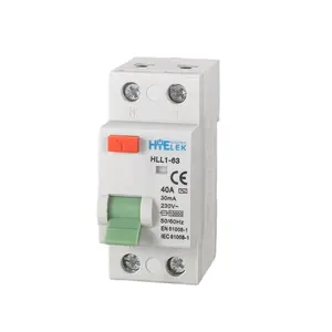 Disjuntor de rccb hll1, disjuntor de rccb 40a 63a 80a 100a 1p + n 30ma rcd