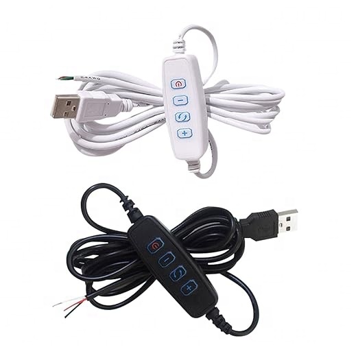 USB-Port Power Supply Cable Dimming Color-Matching Extension ON/OFF Switch Adapter for LED Light Bulb Lamps PVC Jacket Braid